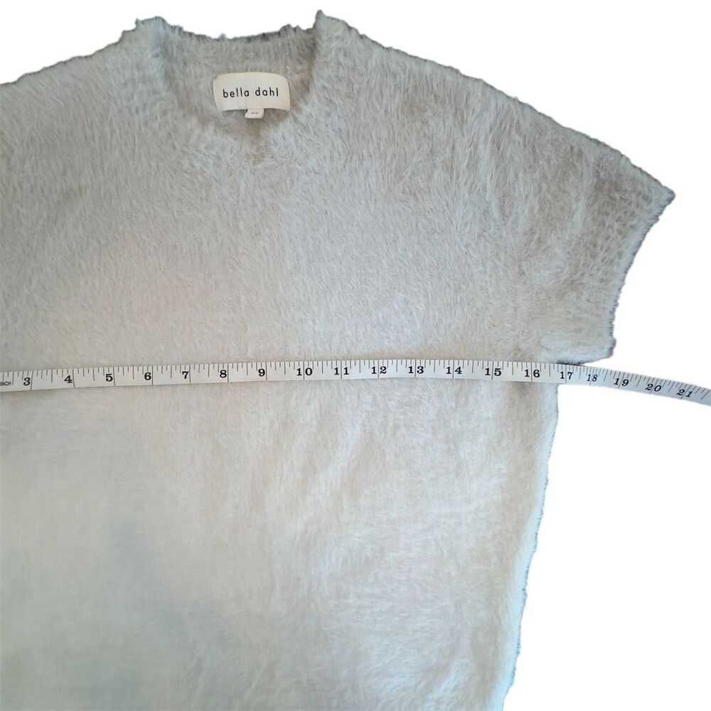 Bella Dahl Women's XS Fuzzy Short Sleeve Sweater gray to white ombré - Picture 3 of 7